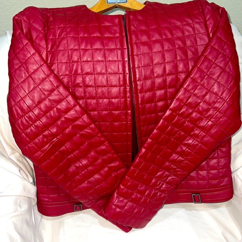 Real leather red jacket